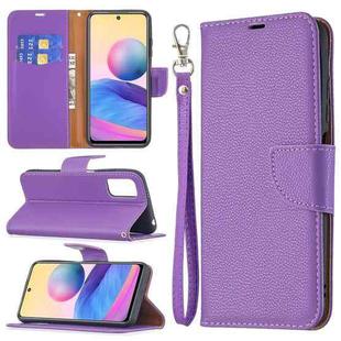 For Xiaomi Poco M3 Pro / Redmi Note 10 5G Litchi Texture Pure Color Horizontal Flip Leather Case with Holder & Card Slots & Wallet & Lanyard(Purple)