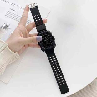 Solid Color Integrated TPU Watch Band For Apple Watch Series 8&7 45mm / SE 2&6&SE&5&4 44mm / 3&2&1 42mm(Black)