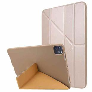 For iPad Pro 11 2022 / 2021 TPU Horizontal Deformation Flip Leather Tablet Case with Holder(Champagne Gold)