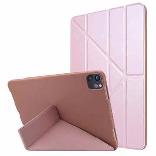 For iPad Pro 11 2022 / 2021 TPU Horizontal Deformation Flip Leather Tablet Case with Holder(Rose Gold)
