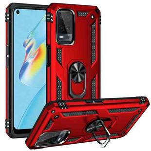 For OPPO A54 4G Shockproof TPU + PC Protective Case with 360 Degree Rotating Holder(Red)