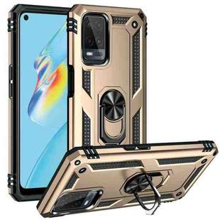 For OPPO A54 4G Shockproof TPU + PC Protective Case with 360 Degree Rotating Holder(Gold)