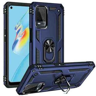 For OPPO A54 4G Shockproof TPU + PC Protective Case with 360 Degree Rotating Holder(Blue)
