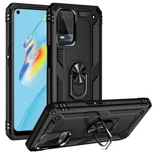 For OPPO A54 4G Shockproof TPU + PC Protective Case with 360 Degree Rotating Holder(Black)