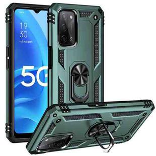 For OPPO A55 5G Shockproof TPU + PC Protective Case with 360 Degree Rotating Holder(Green)