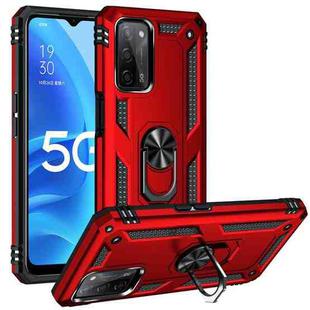 For OPPO A55 5G Shockproof TPU + PC Protective Case with 360 Degree Rotating Holder(Red)