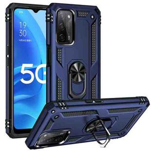 For OPPO A55 5G Shockproof TPU + PC Protective Case with 360 Degree Rotating Holder(Blue)