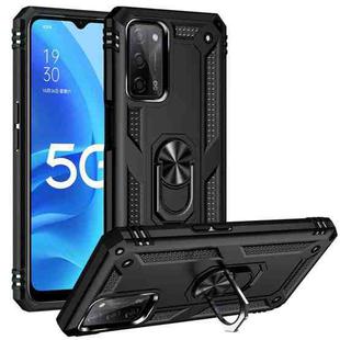 For OPPO A55 5G Shockproof TPU + PC Protective Case with 360 Degree Rotating Holder(Black)