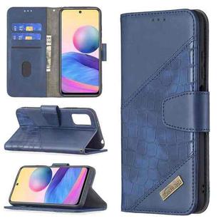 For Xiaomi Poco M3 Pro / Redmi Note 10 5G Matching Color Crocodile Texture Horizontal Flip PU Leather Case with Wallet & Holder & Card Slots(Blue)
