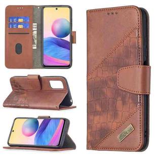 For Xiaomi Poco M3 Pro / Redmi Note 10 5G Matching Color Crocodile Texture Horizontal Flip PU Leather Case with Wallet & Holder & Card Slots(Brown)