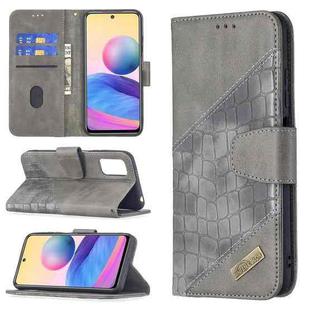 For Xiaomi Poco M3 Pro / Redmi Note 10 5G Matching Color Crocodile Texture Horizontal Flip PU Leather Case with Wallet & Holder & Card Slots(Grey)