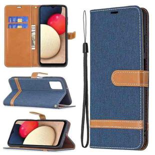 For Samsung Galaxy A03s 164mm Color Matching Denim Texture Horizontal Flip Leather Case with Holder & Card Slots & Wallet & Lanyard(Dark Blue)