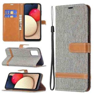 For Samsung Galaxy A03s 164mm Color Matching Denim Texture Horizontal Flip Leather Case with Holder & Card Slots & Wallet & Lanyard(Grey)