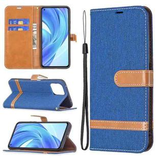 For Xiaomi Mi 11 Lite Color Matching Denim Texture Horizontal Flip Leather Case with Holder & Card Slots & Wallet & Lanyard(Royal Blue)