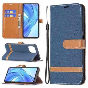 For Xiaomi Mi 11 Lite Color Matching Denim Texture Horizontal Flip Leather Case with Holder & Card Slots & Wallet & Lanyard(Dark Blue)