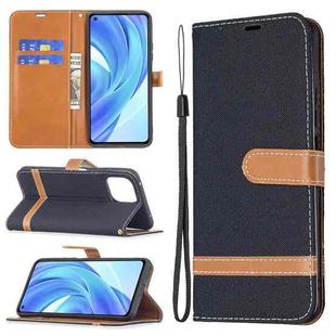 For Xiaomi Mi 11 Lite Color Matching Denim Texture Horizontal Flip Leather Case with Holder & Card Slots & Wallet & Lanyard(Black)