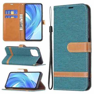 For Xiaomi Mi 11 Lite Color Matching Denim Texture Horizontal Flip Leather Case with Holder & Card Slots & Wallet & Lanyard(Green)