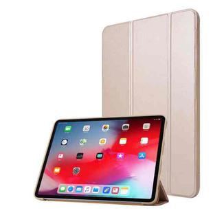 For iPad Pro 11 2022 / 2021 3-folding Horizontal Flip PU Leather + Honeycomb TPU Shockproof Tablet Case with Holder(Champagne Gold)