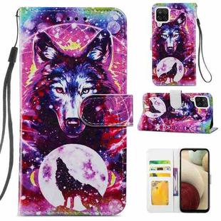 For Samsung Galaxy A12 Painted Pattern Horizontal Flip Leather Case with Holder & Card Slots & Photo Frame(Wolf Totem)