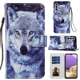 For Samsung Galaxy A32 5G Painted Pattern Horizontal Flip Leather Case with Holder & Card Slots & Photo Frame(White Wolf)