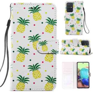 For Samsung Galaxy A51 Painted Pattern Horizontal Flip Leather Case with Holder & Card Slots & Photo Frame(Pineapple)