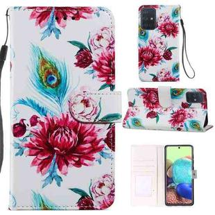 For Samsung Galaxy A71 Painted Pattern Horizontal Flip Leather Case with Holder & Card Slots & Photo Frame(Peacock Flower)