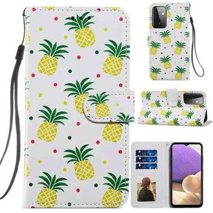 For Samsung Galaxy A72 5G / 4G Painted Pattern Horizontal Flip Leather Case with Holder & Card Slots & Photo Frame(Pineapple)
