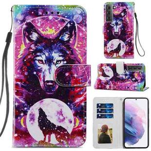 For Samsung Galaxy S21 5G Painted Pattern Horizontal Flip Leather Case with Holder & Card Slots & Photo Frame(Wolf Totem)