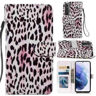 For Samsung Galaxy S21 FE 5G Painted Pattern Horizontal Flip Leather Case with Holder & Card Slots & Photo Frame(Leopard)