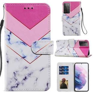 For Samsung Galaxy S21 Ultra 5G Painted Pattern Horizontal Flip Leather Case with Holder & Card Slots & Photo Frame(Three-color Marble)