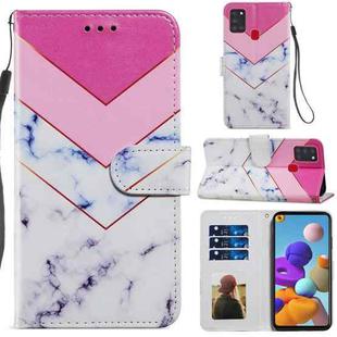 For Samsung Galaxy A21s Painted Pattern Horizontal Flip Leather Case with Holder & Card Slots & Photo Frame(Smoke Marble)
