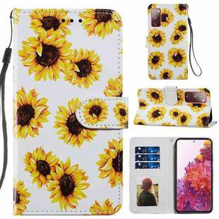 For Samsung Galaxy S20 FE Painted Pattern Horizontal Flip Leather Case with Holder & Card Slots & Photo Frame(Sunflower)