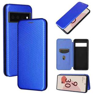 For Google Pixel 6 Pro Carbon Fiber Texture Horizontal Flip TPU + PC + PU Leather Case with Card Slot(Blue)