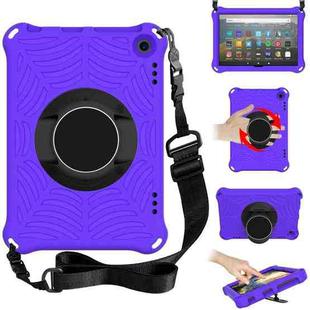 For Amazon Kindle Fire HD 8 2020 Spider King EVA Protective Case with Adjustable Shoulder Strap & Holder(Purple)