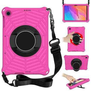 For Huawei MatePad T 10 / T 10s Spider King EVA Protective Case with Adjustable Shoulder Strap & Holder(Rose Red)