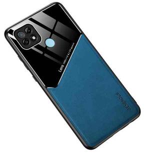 For OPPO Realme C21 All-inclusive Leather + Organic Glass Protective Case with Metal Iron Sheet(Blue)