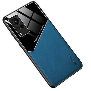 For vivo X60 5G All-inclusive Leather + Organic Glass Protective Case with Metal Iron Sheet(Blue)