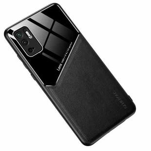 For Xiaomi Redmi Note 10 5G All-inclusive Leather + Organic Glass Protective Case with Metal Iron Sheet(Black)