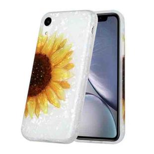 For iPhone XR Shell Texture Pattern Full-coverage TPU Shockproof Protective Case(Yellow Sunflower)