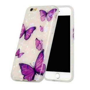 Shell Texture Pattern Full-coverage TPU Shockproof Protective Case For iPhone 6 & 6s(Purple Butterflies)