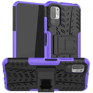 For Xiaomi Redmi Note 10 5G Tire Texture Shockproof TPU+PC Protective Case with Holder(Purple)