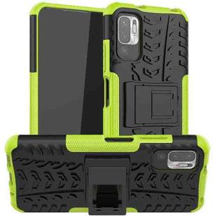 For Xiaomi Redmi Note 10 5G Tire Texture Shockproof TPU+PC Protective Case with Holder(Green)