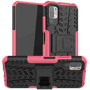 For Xiaomi Redmi Note 10 5G Tire Texture Shockproof TPU+PC Protective Case with Holder(Pink)