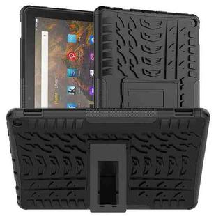 For Amazon Fire HD 10 2021 Tire Texture Shockproof TPU+PC Protective Case with Holder(Black)