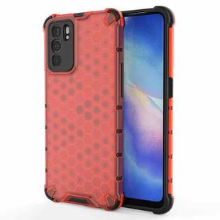 For OPPO Reno6 5G Shockproof Honeycomb PC + TPU Protective Case(Red)
