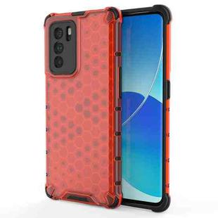 For OPPO Reno6 Pro 5G Shockproof Honeycomb PC + TPU Protective Case(Red)