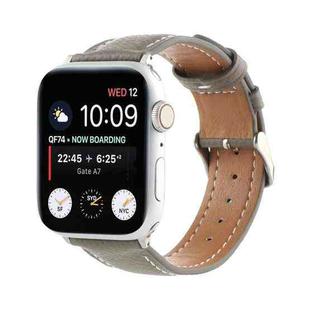 Small Waist Cross Texture Leather Watch Band For Apple Watch Series 9&8&7 41mm / SE 3&SE 2&6&SE&5&4 40mm / 3&2&1 38mm(Gray)