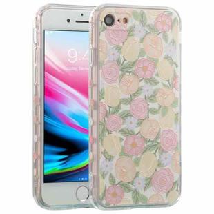 For iPhone SE 2022 / SE 2020 / 8 / 7 TPU Embossed + Double-sided Painting Protective Case(Pink Rose)