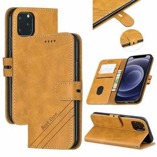 For iPhone 12 mini Stitching Style 2-Color Cow Texture Horizontal Flip PU Leather Case with Holder & Card Slot & Lanyard (Yellow)