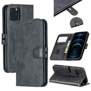 Stitching Style 2-Color Cow Texture Horizontal Flip PU Leather Case with Holder & Card Slot & Lanyard For iPhone 12 Pro Max(Black)